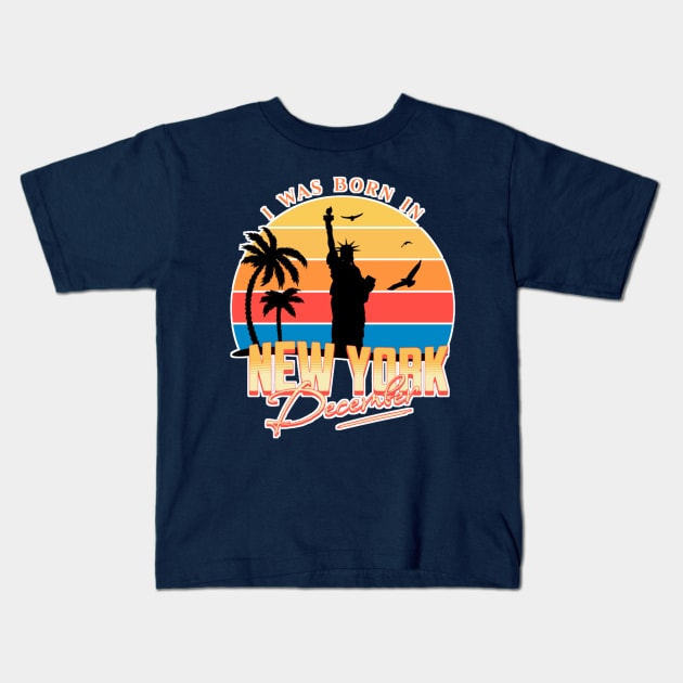 December was born in new york retro Kids T-Shirt by AchioSHan